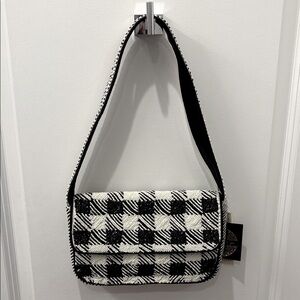 NWT viral Black and White Houndstooth plaid beaded Shoulder Bag